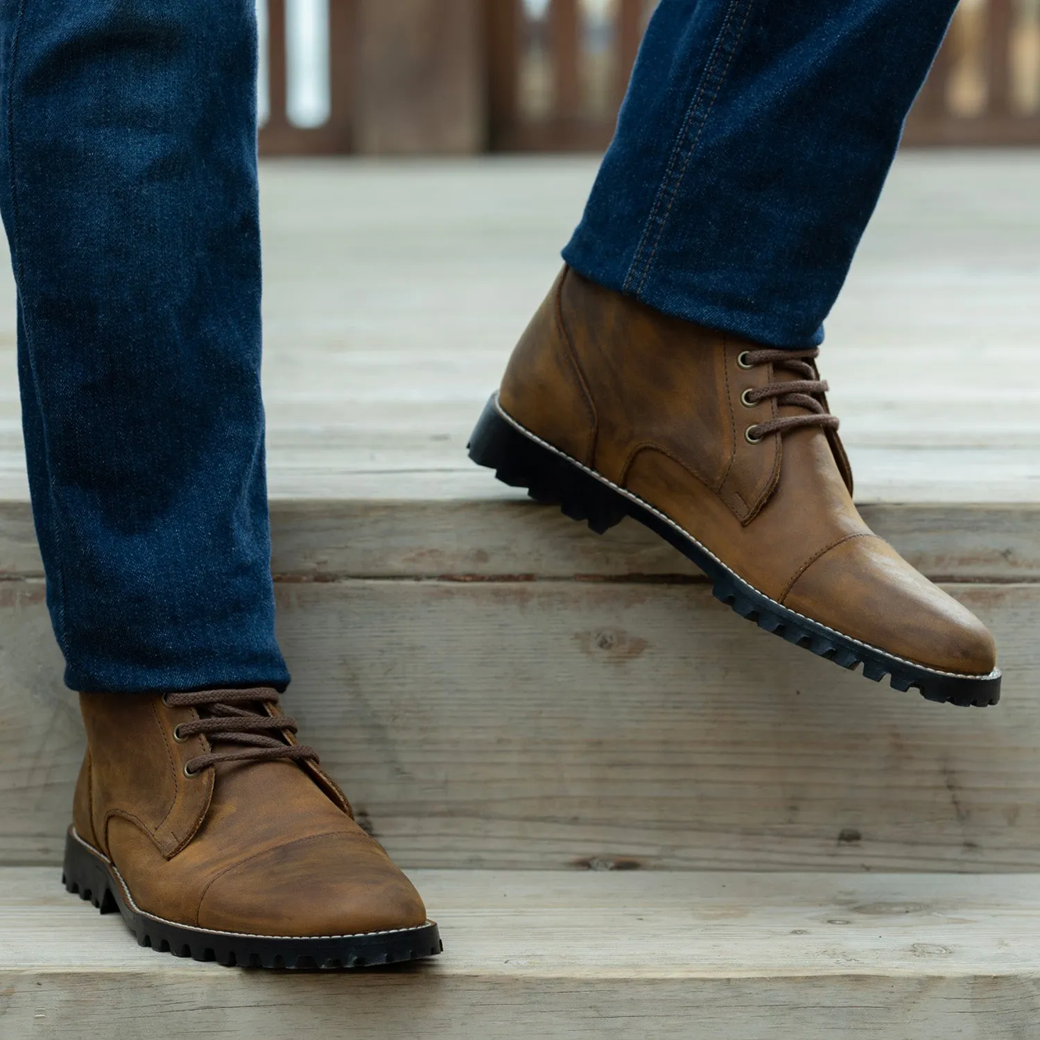 Knight Derby Burnt Copper Pullup Leather Boots - TerraGrip