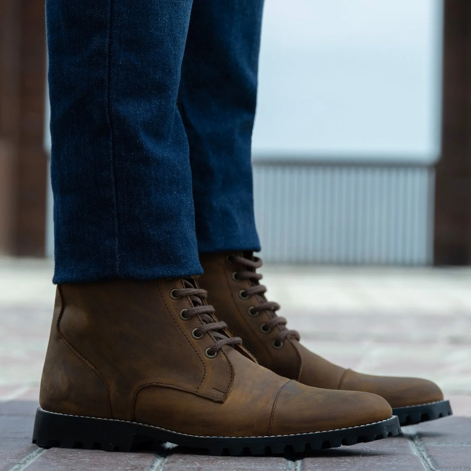 Knight Derby Burnt Copper Pullup Leather Boots - TerraGrip