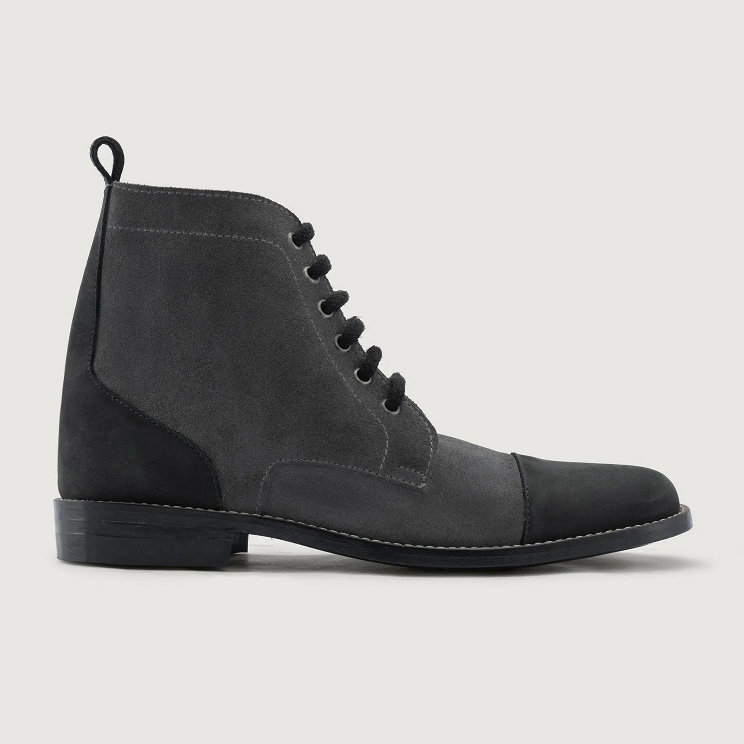 Knight Derby Grey & Black Leather Boots - StudGuard