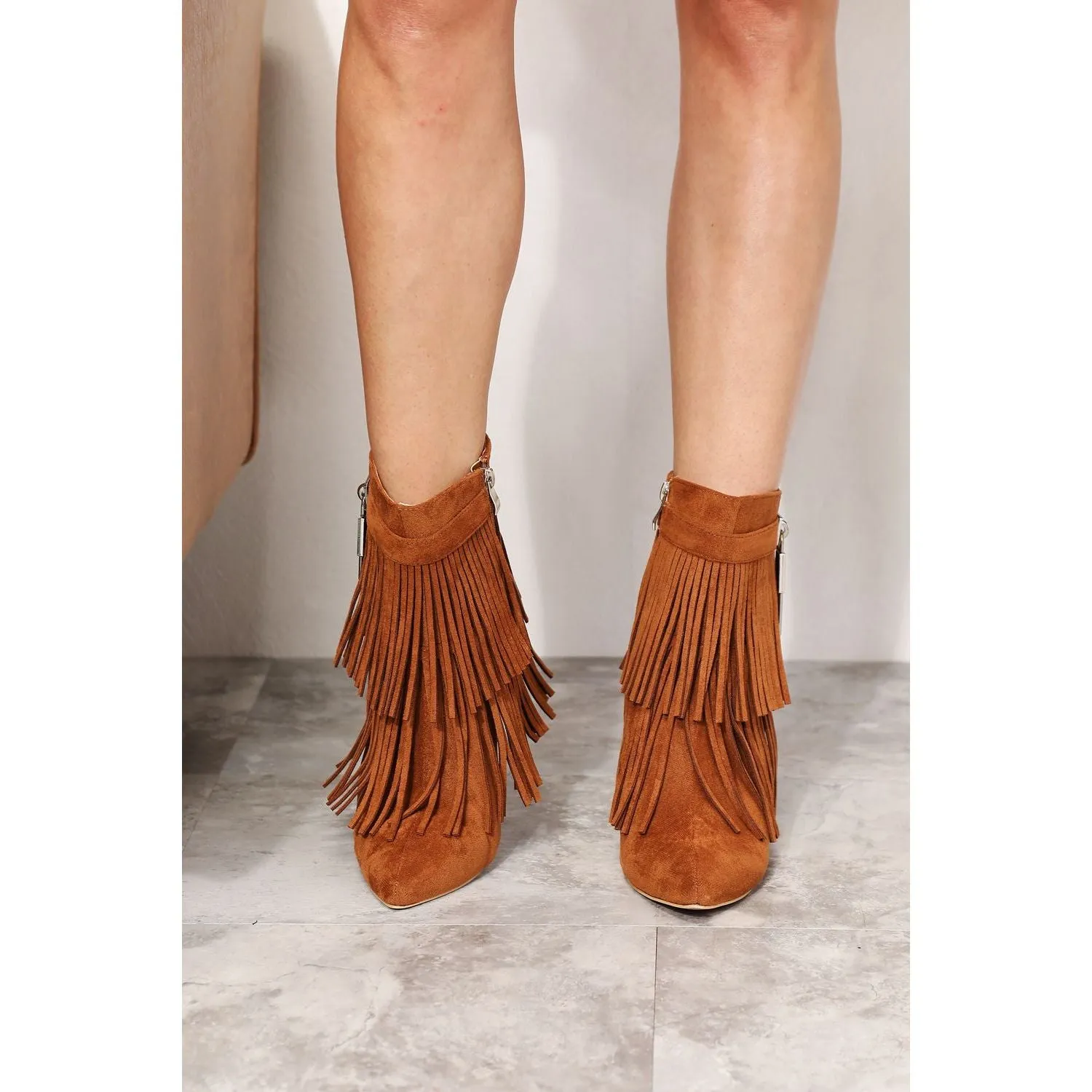 Legend Women's Tassel Wedge Heel Ankle Booties