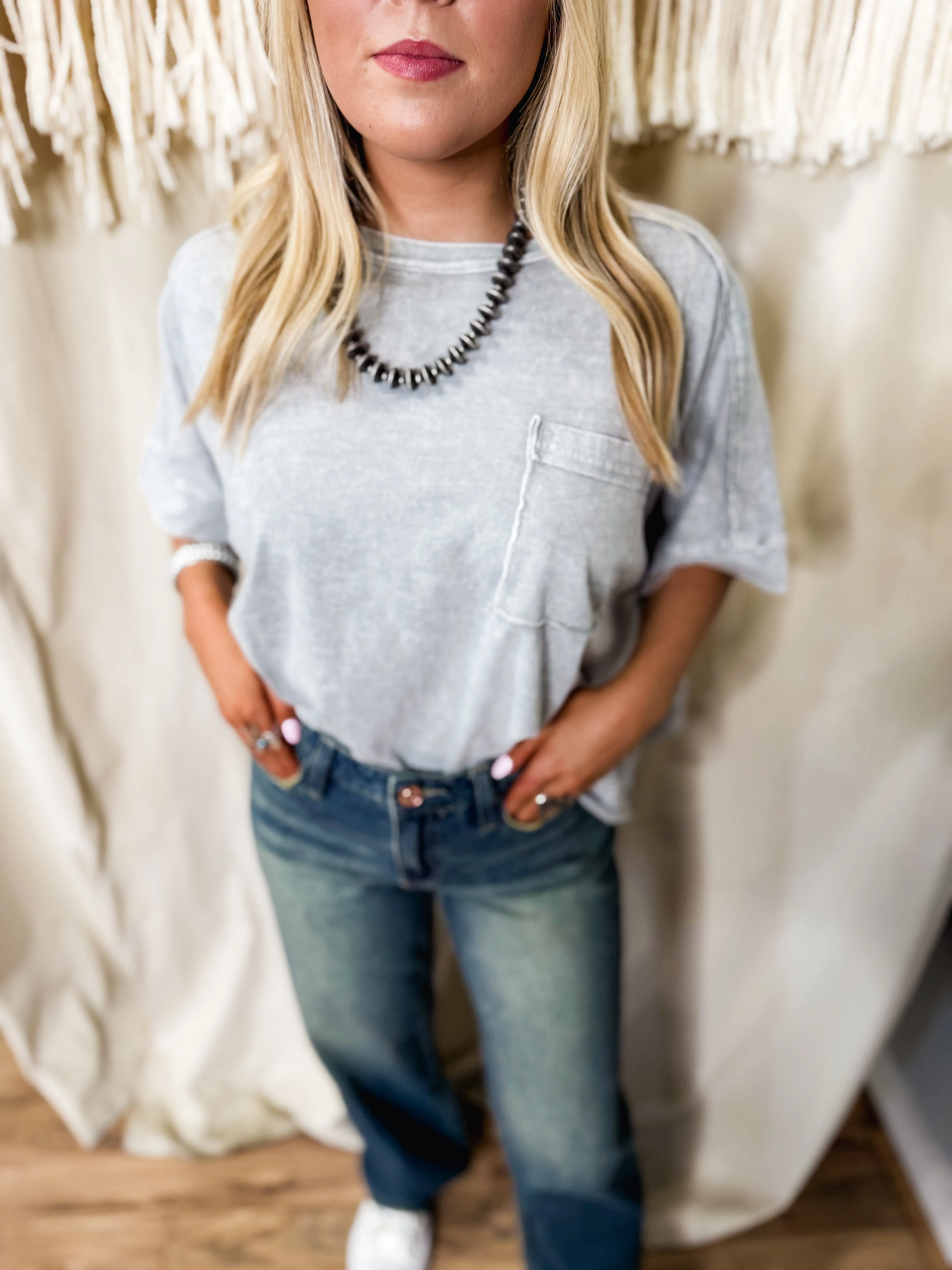 Lina grey washed oversized top