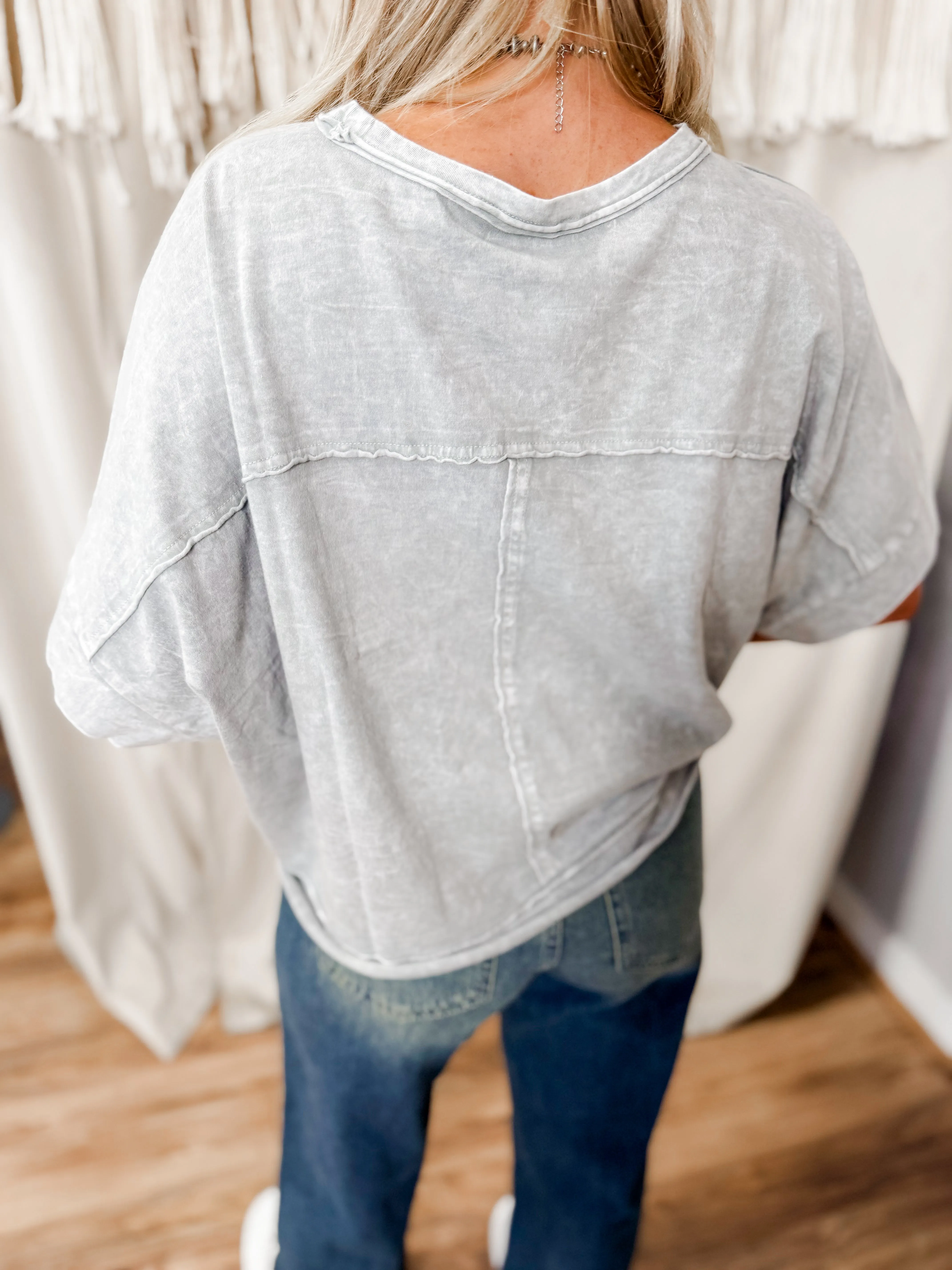 Lina grey washed oversized top