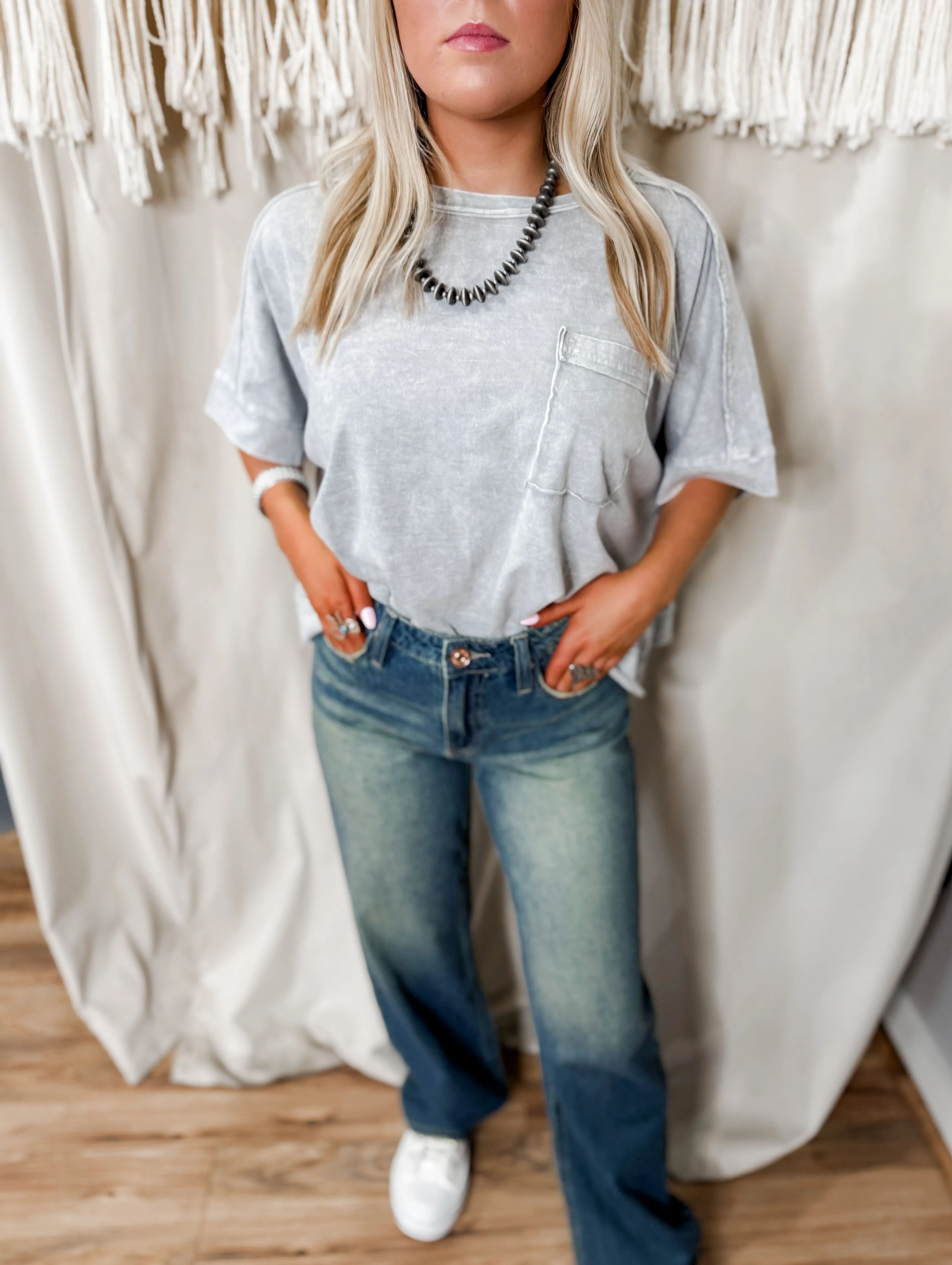Lina grey washed oversized top