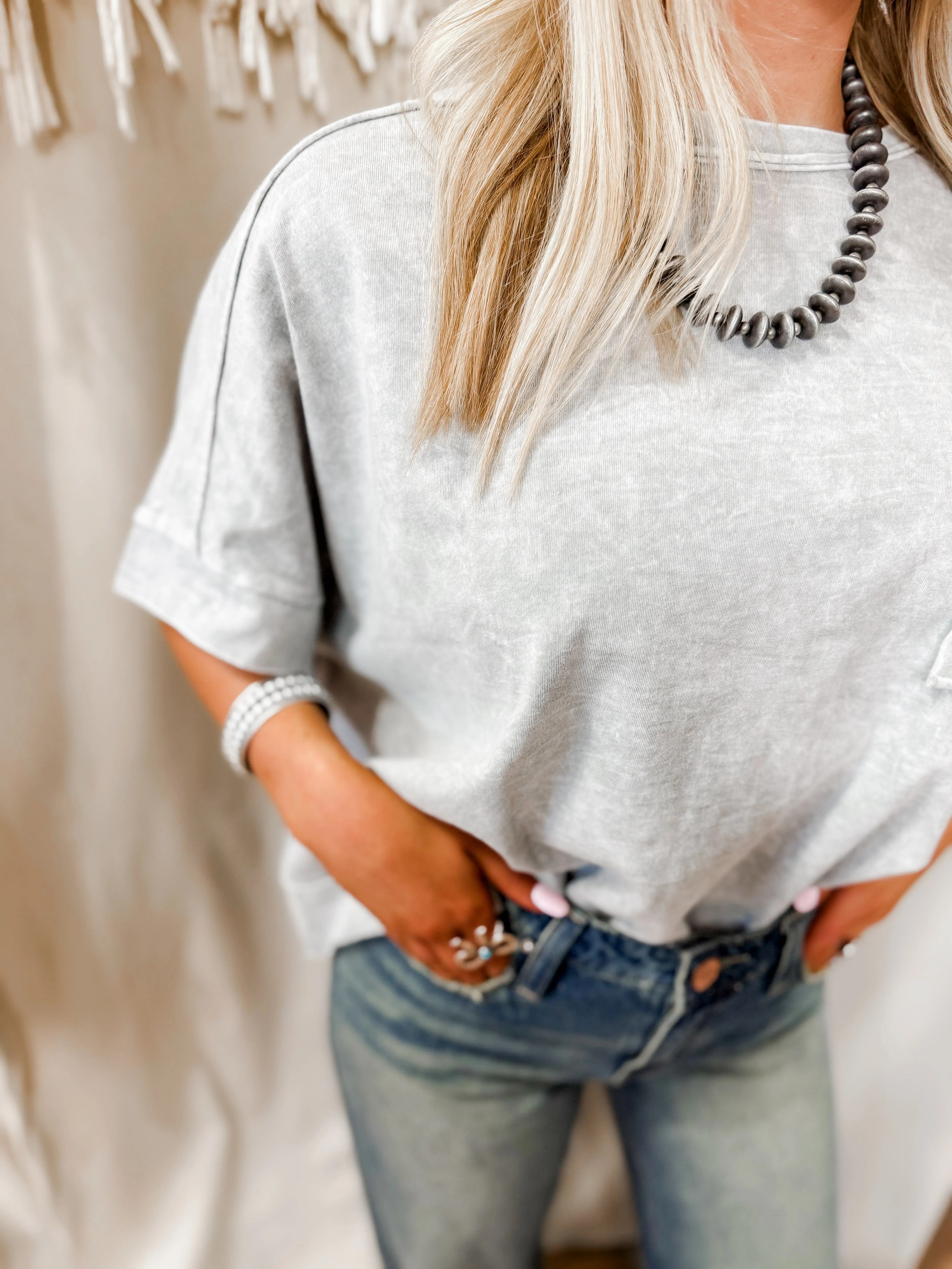 Lina grey washed oversized top