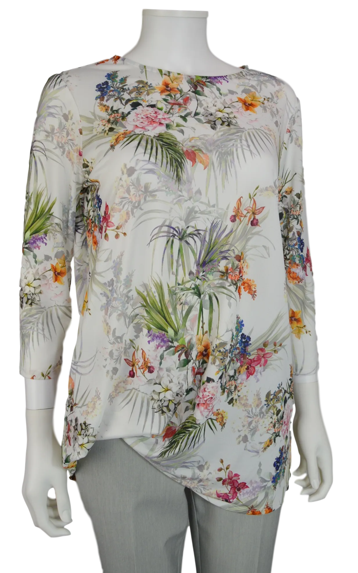Lisette L Sport 28" Yoko Print 3/4 Sleeve Shirt with Rushed Bottom (LS347308)