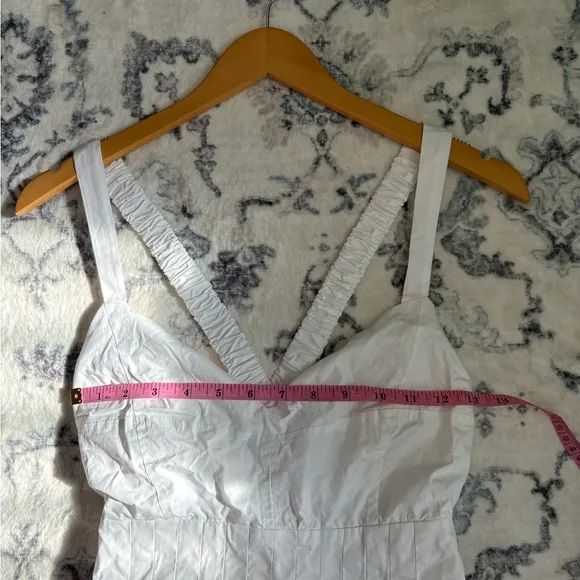 Lulus Strolling Sicily White Pleated Backless Midi Dress With Pockets Size Small