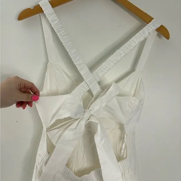 Lulus Strolling Sicily White Pleated Backless Midi Dress With Pockets Size Small