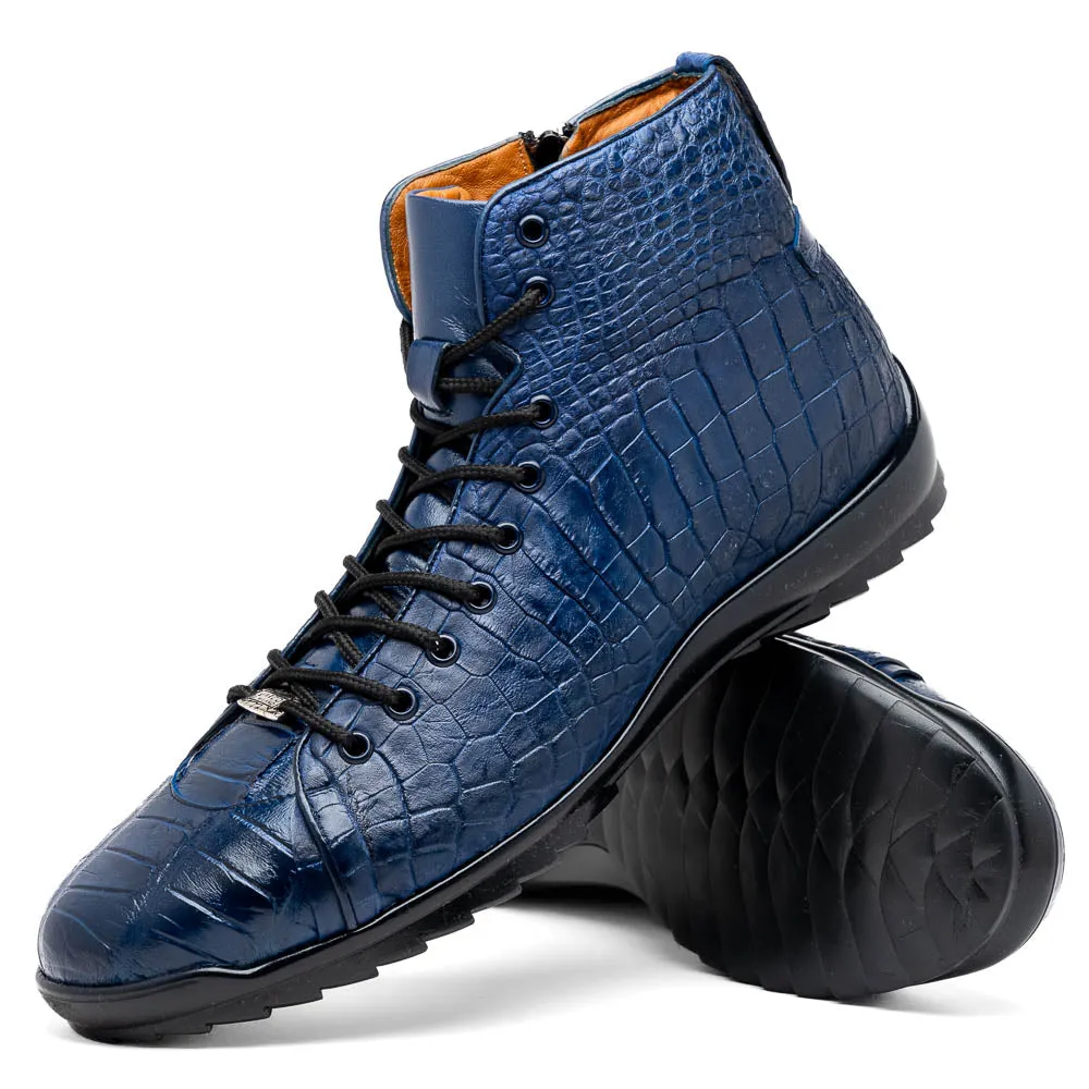 Marco Di Milano Hermond Navy Alligator High-Top Sneakers