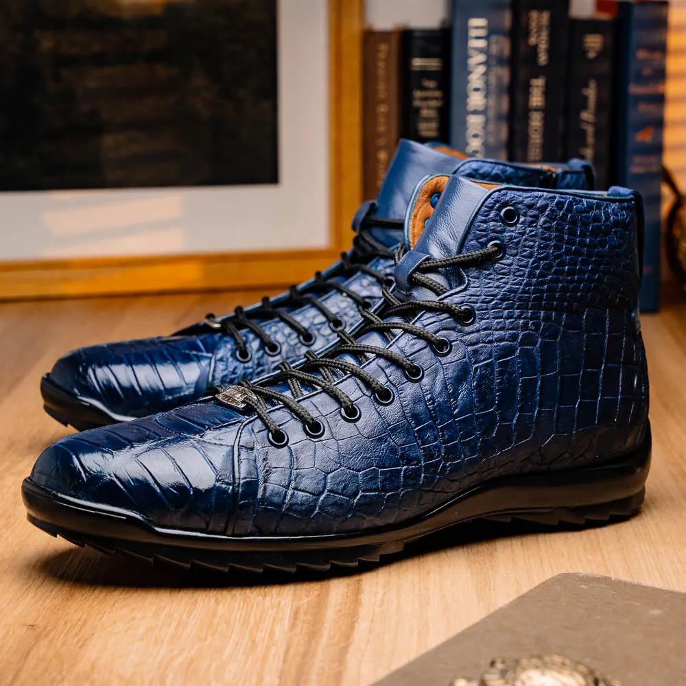 Marco Di Milano Hermond Navy Alligator High-Top Sneakers