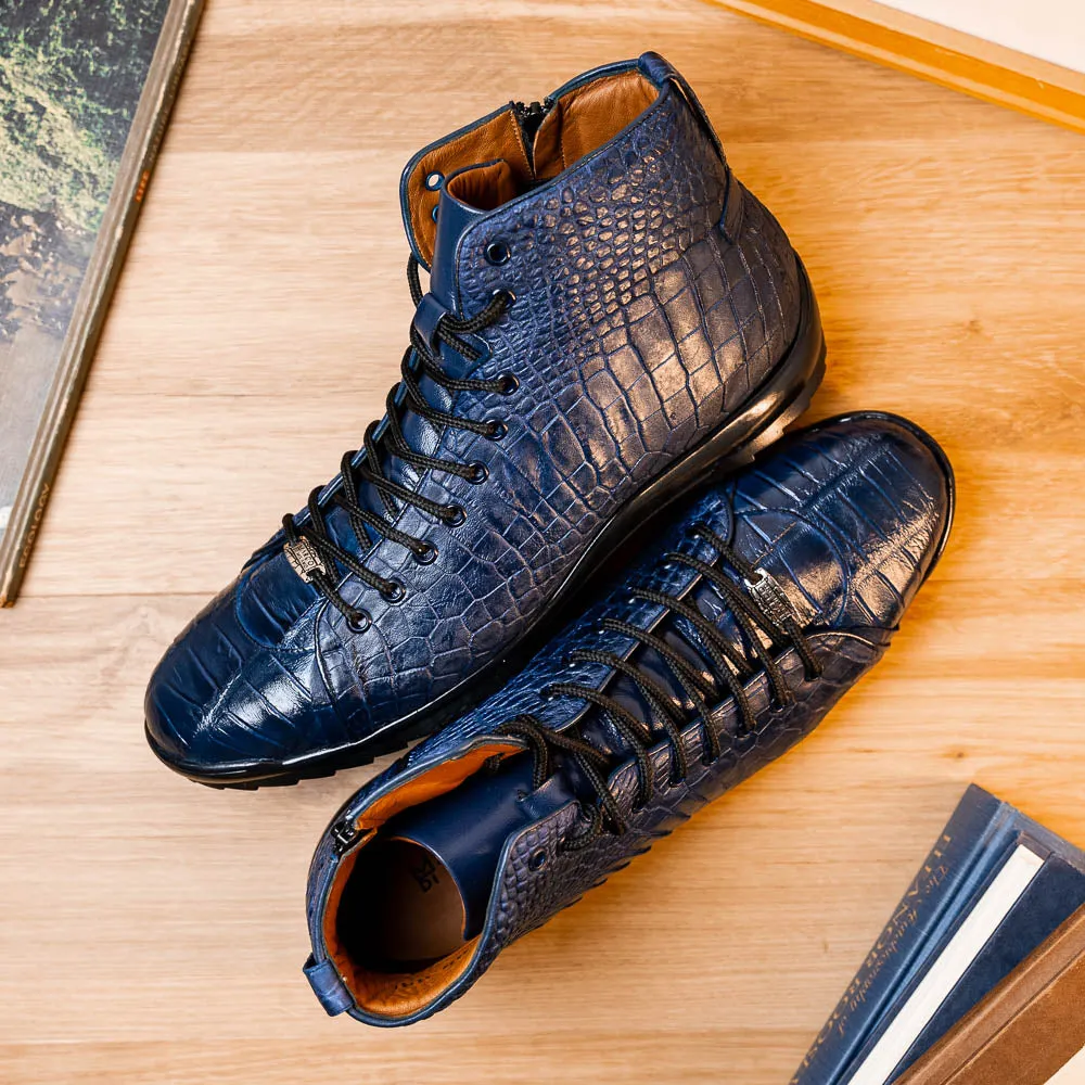 Marco Di Milano Hermond Navy Alligator High-Top Sneakers
