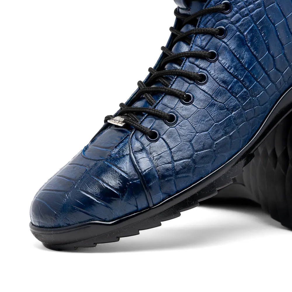 Marco Di Milano Hermond Navy Alligator High-Top Sneakers