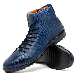 Marco Di Milano Hermond Navy Alligator High-Top Sneakers