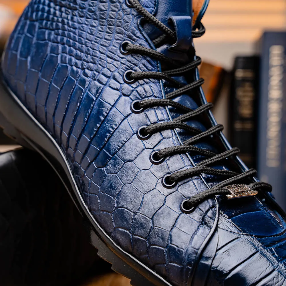 Marco Di Milano Hermond Navy Alligator High-Top Sneakers
