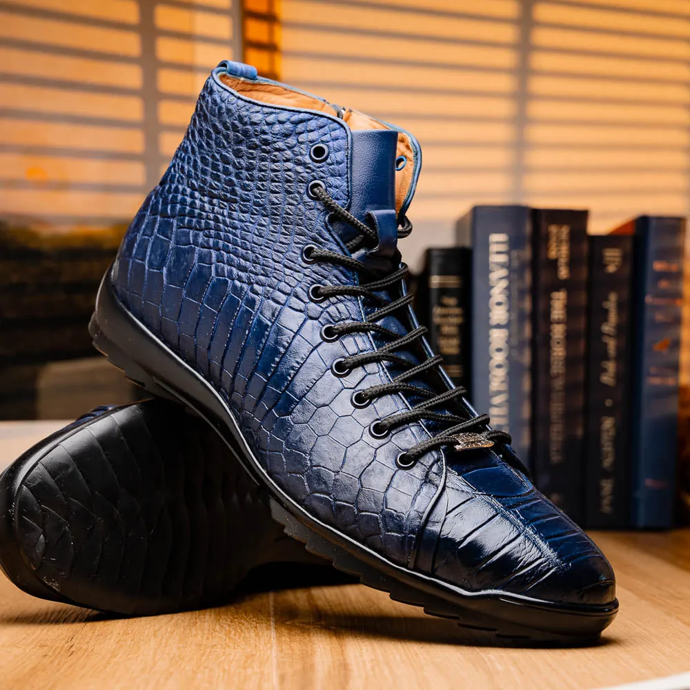 Marco Di Milano Hermond Navy Alligator High-Top Sneakers