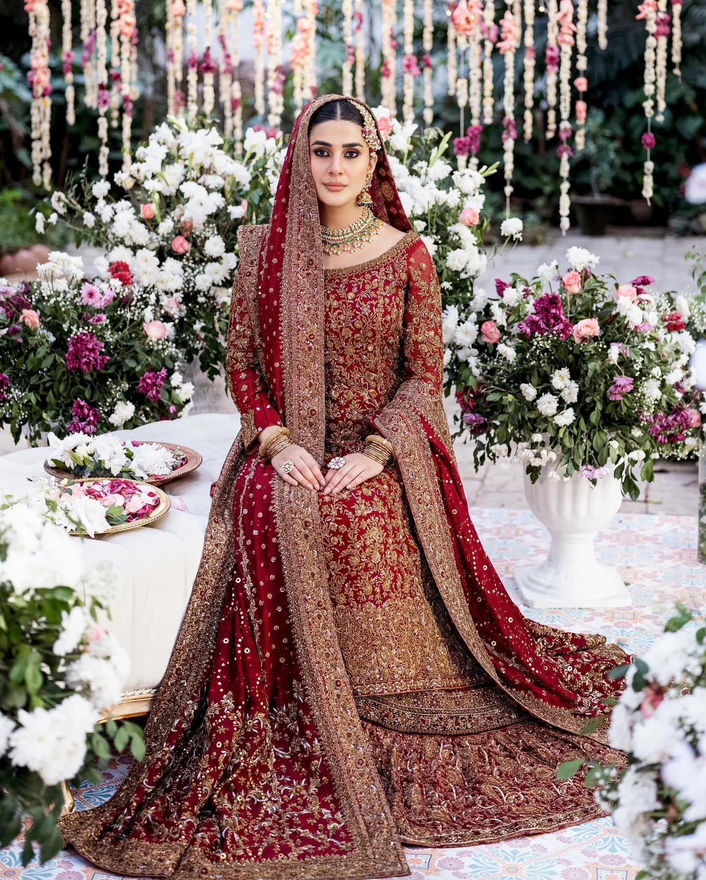 Maroon Red Kameez Lehenga for Pakistani Bridal Dresses