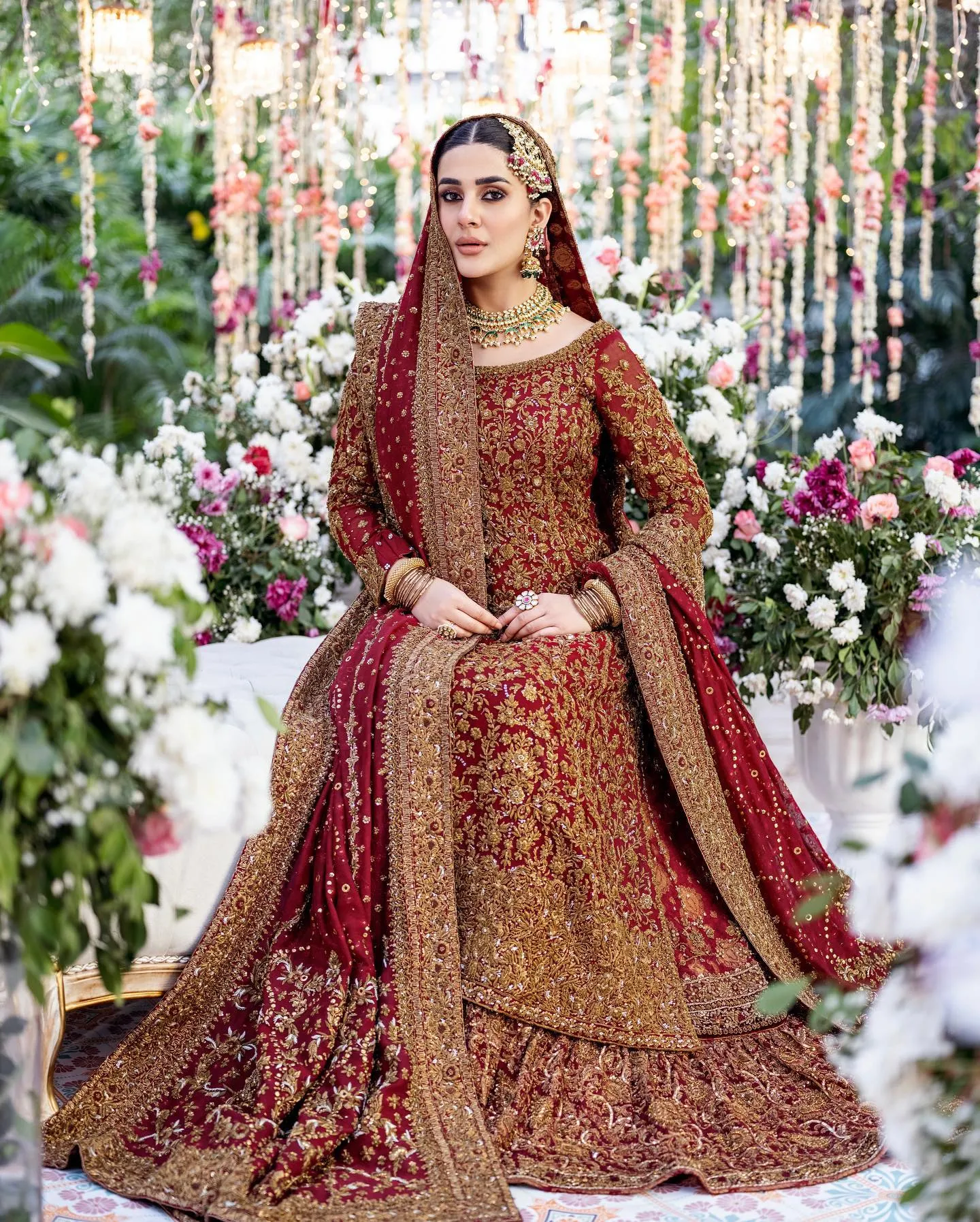 Maroon Red Kameez Lehenga for Pakistani Bridal Dresses
