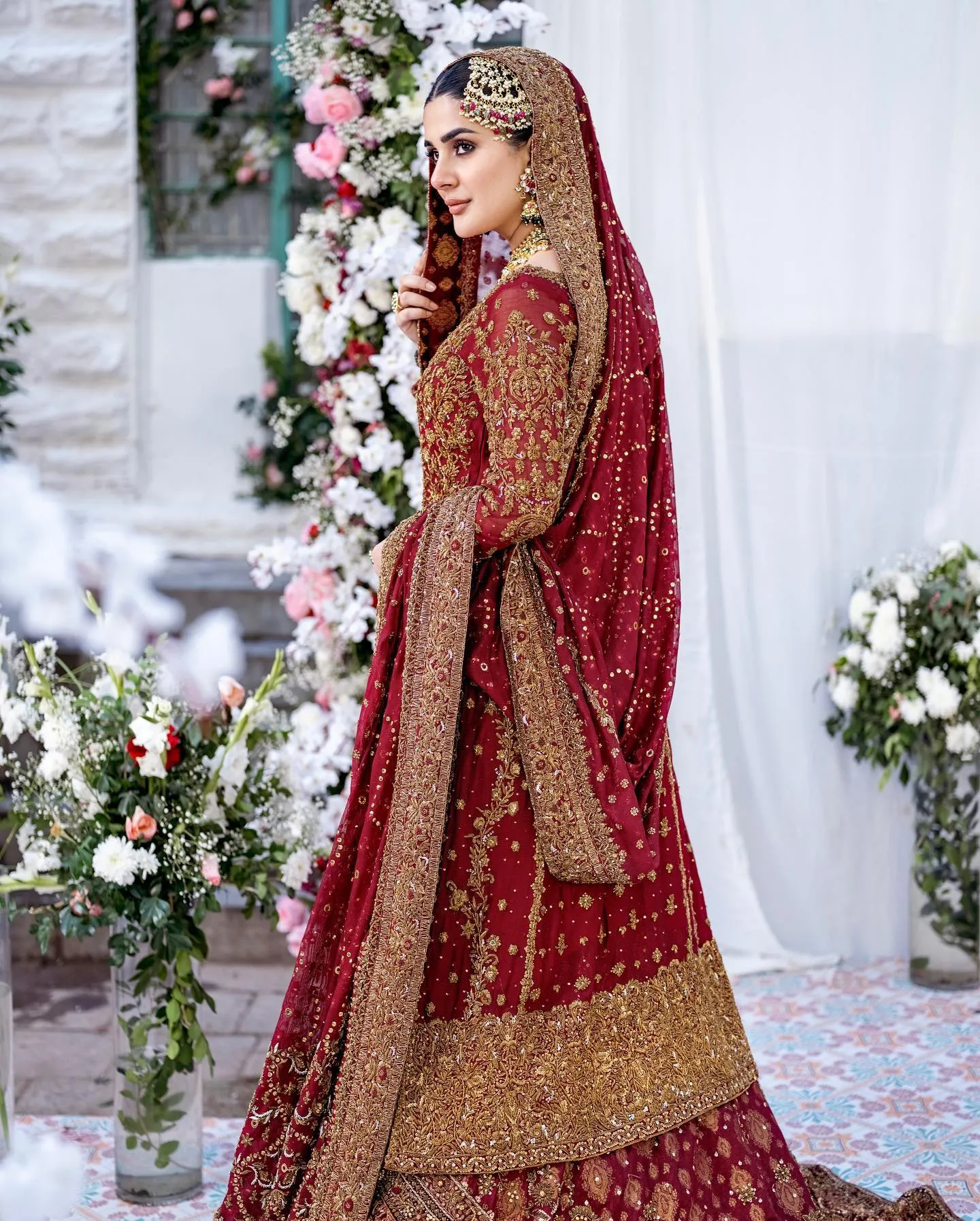 Maroon Red Kameez Lehenga for Pakistani Bridal Dresses