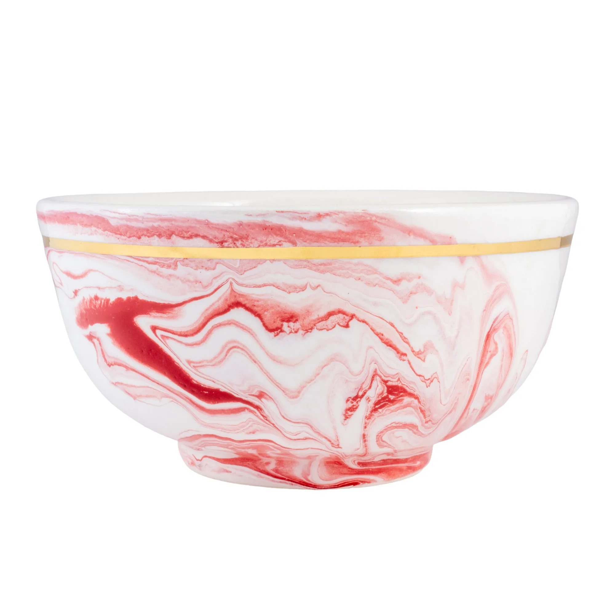 Medium Handmade Marble Glazed Moroccan Bowls with 12K Gold Rim