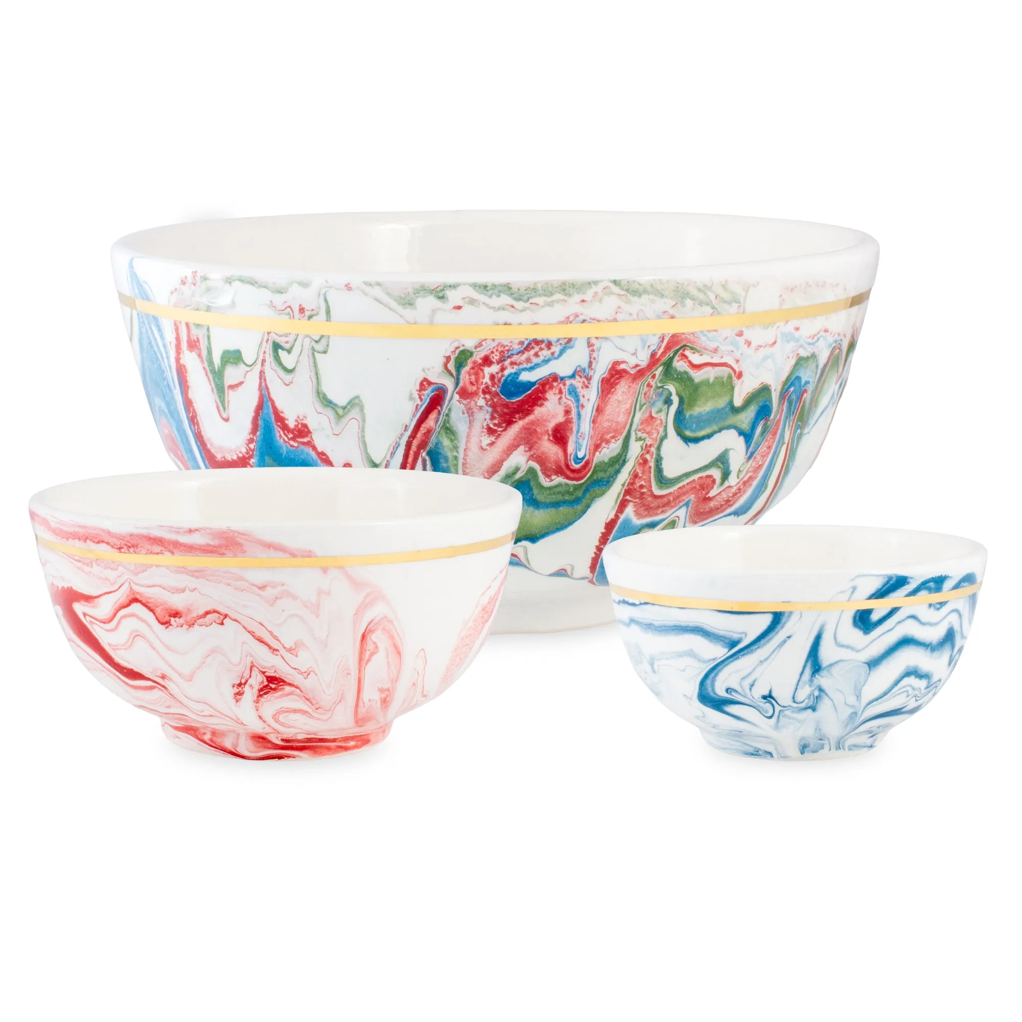 Medium Handmade Marble Glazed Moroccan Bowls with 12K Gold Rim