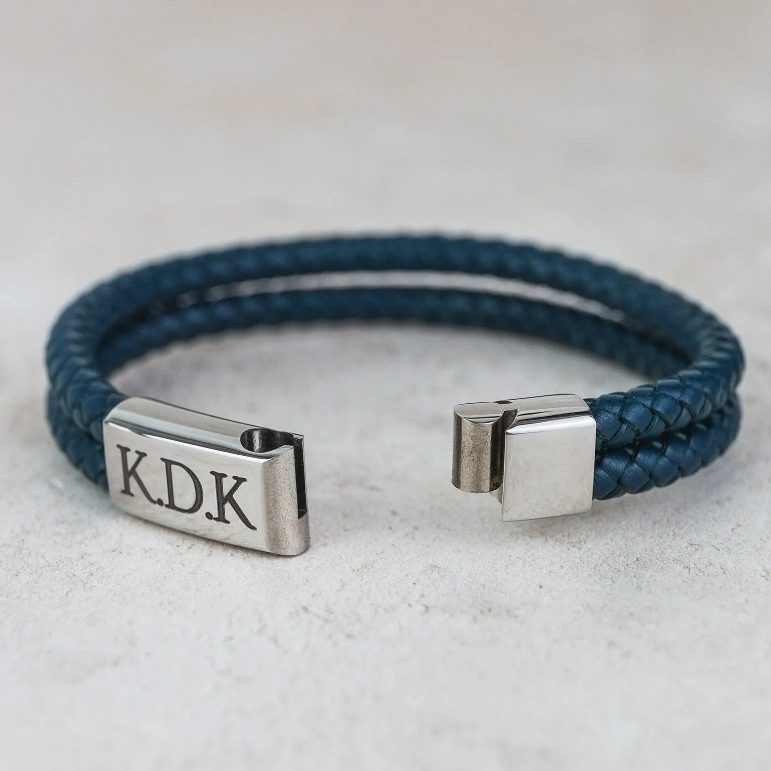 Men's Leather Woven Personalised Bracelet
