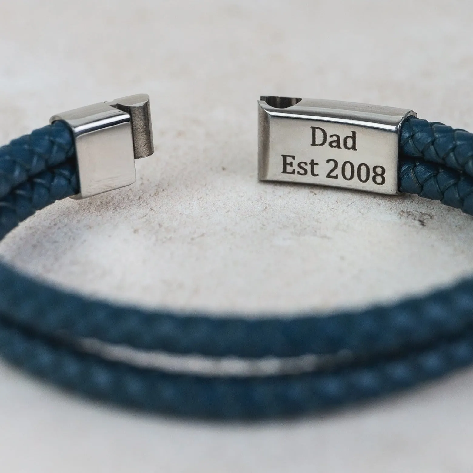 Men's Leather Woven Personalised Bracelet