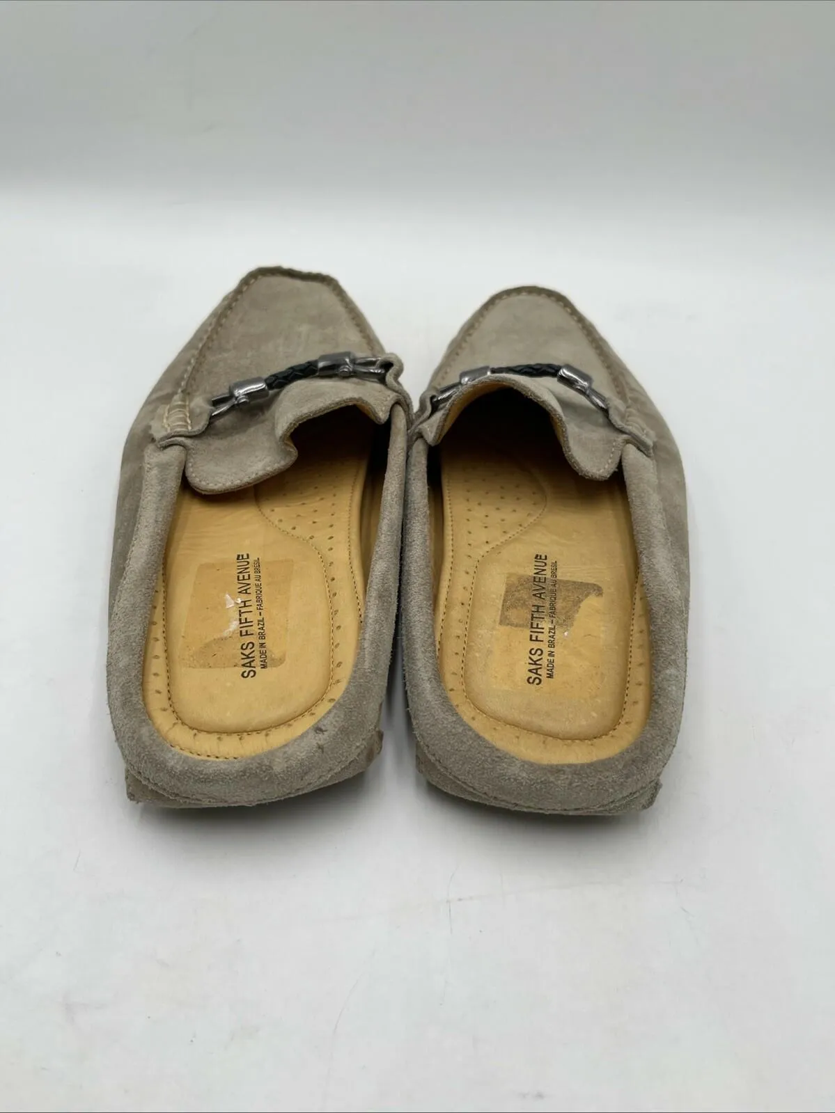 Men’s Saks Fifth Avenue Backless Suede Bit Loafers Tan Size 10M - Very Good