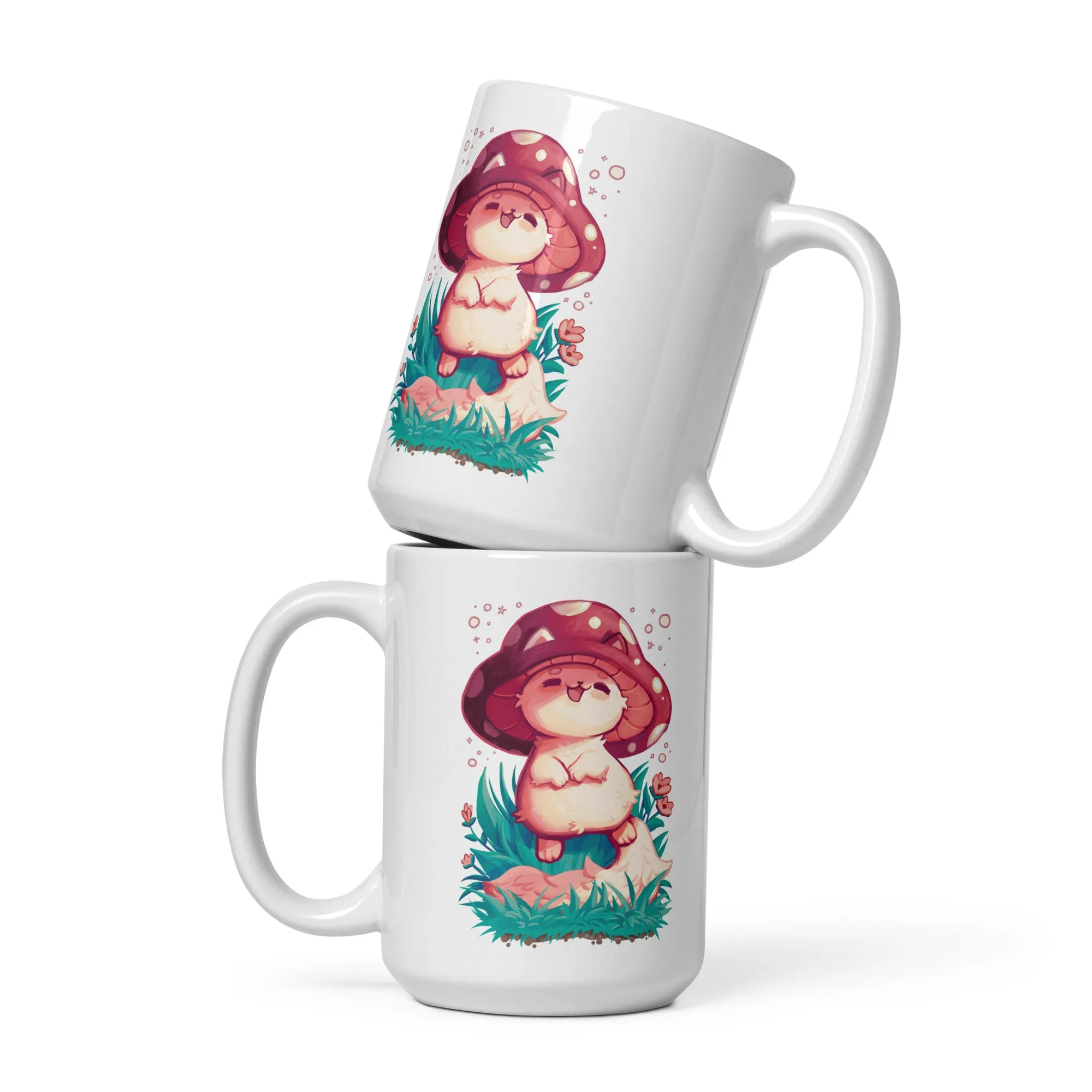 Meowshroom White Glossy Mug by The Shirt Hoard
