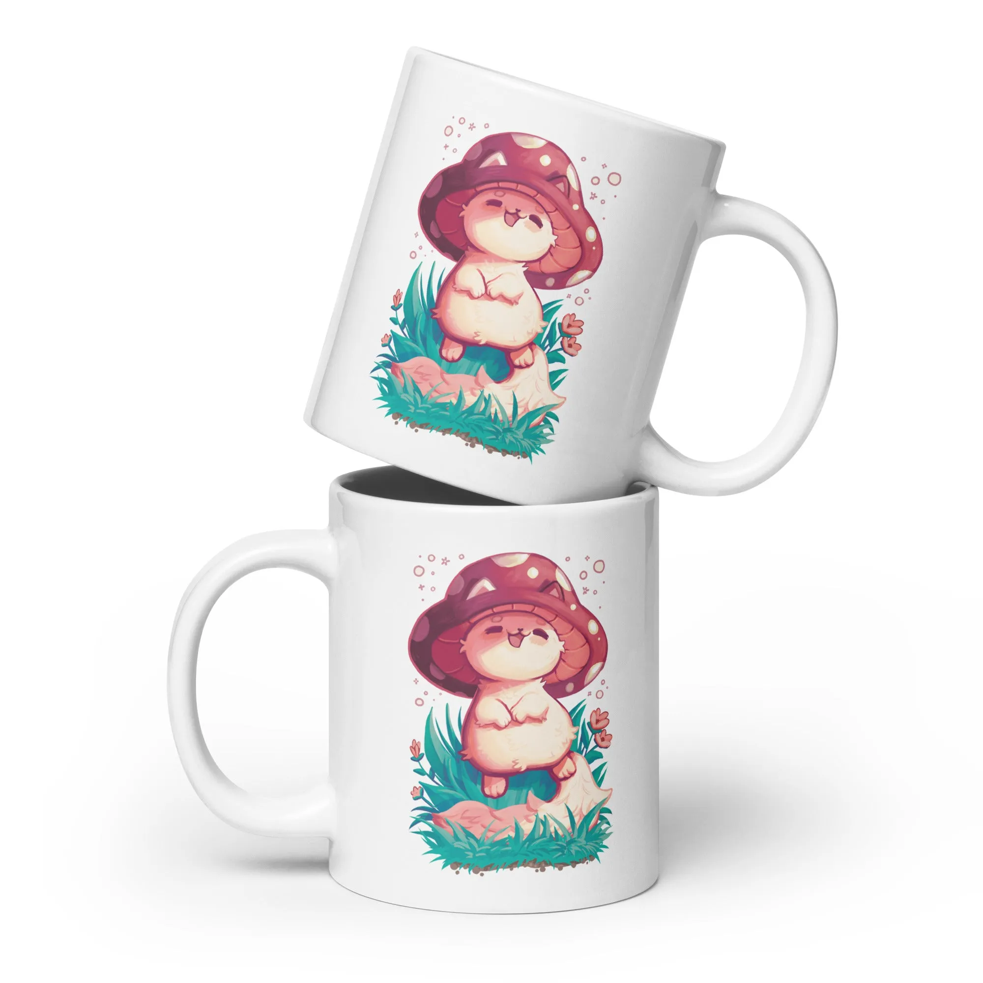 Meowshroom White Glossy Mug by The Shirt Hoard