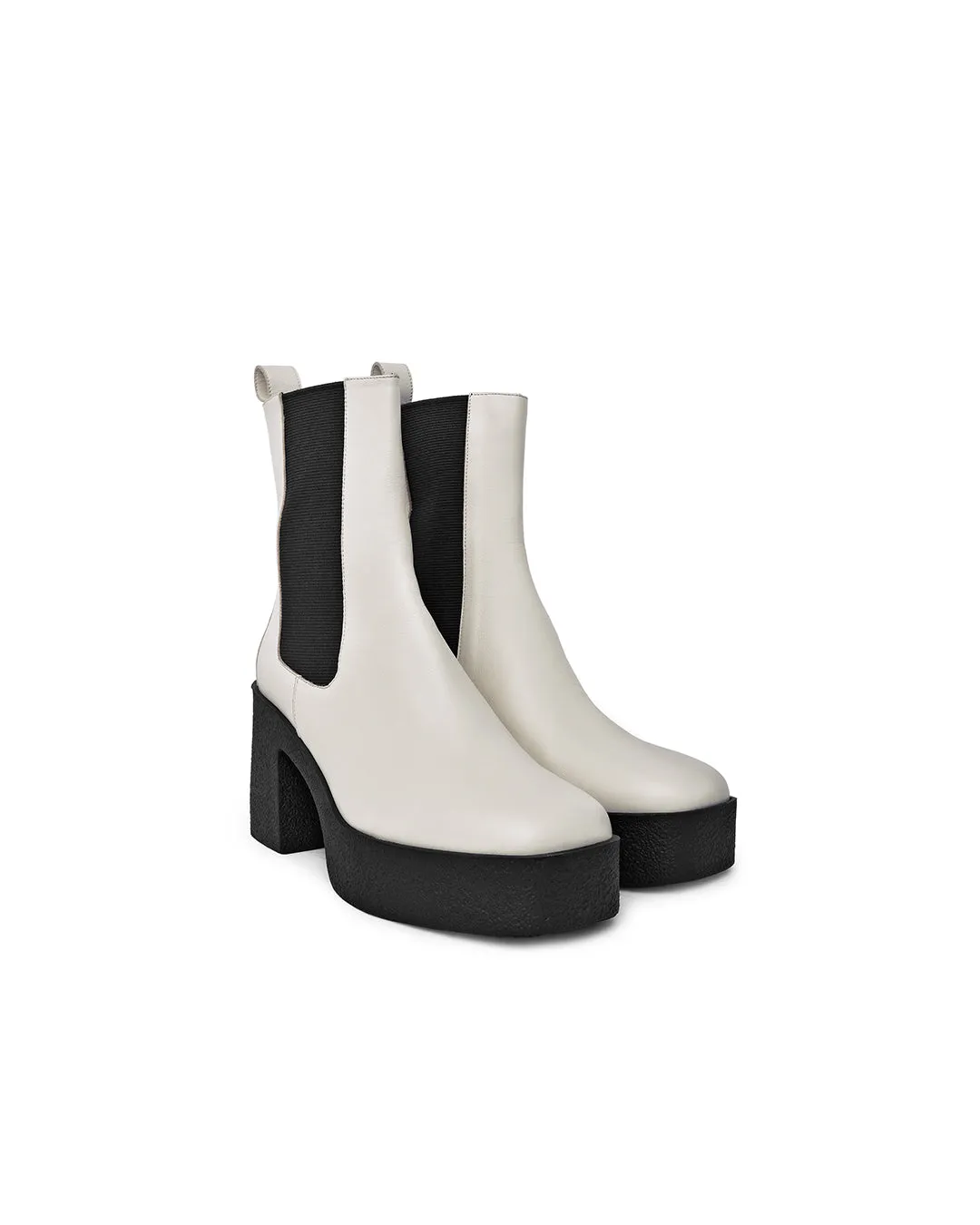 Momo Off White Leather Chelsea Boots