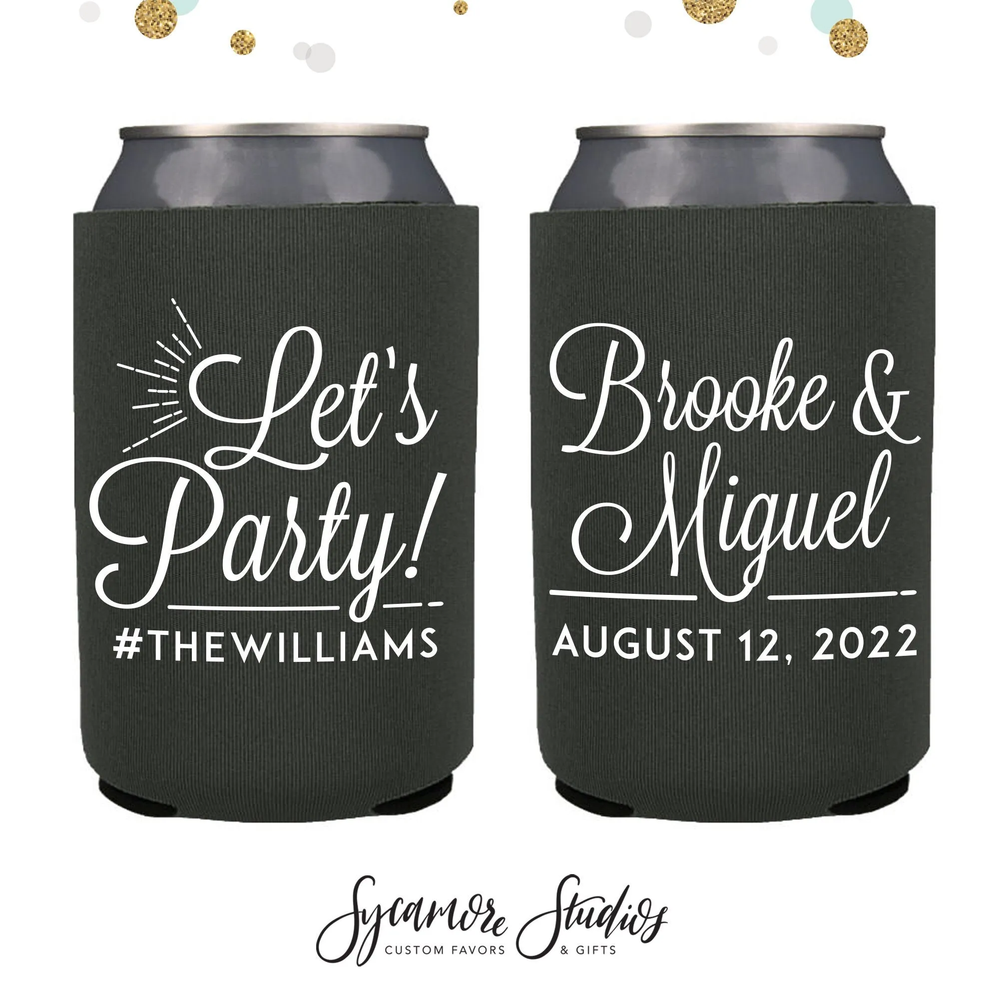 Neoprene Wedding Can Cooler #150 - Let's Party