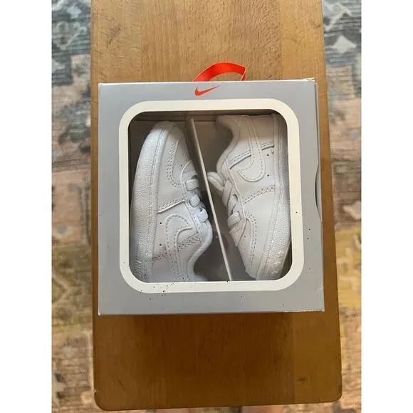 Nike Force 1 Crib Booties Shoes Size 4C Baby Infant Triple White CK2201 100