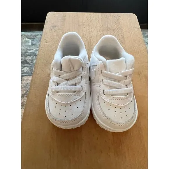 Nike Force 1 Crib Booties Shoes Size 4C Baby Infant Triple White CK2201 100