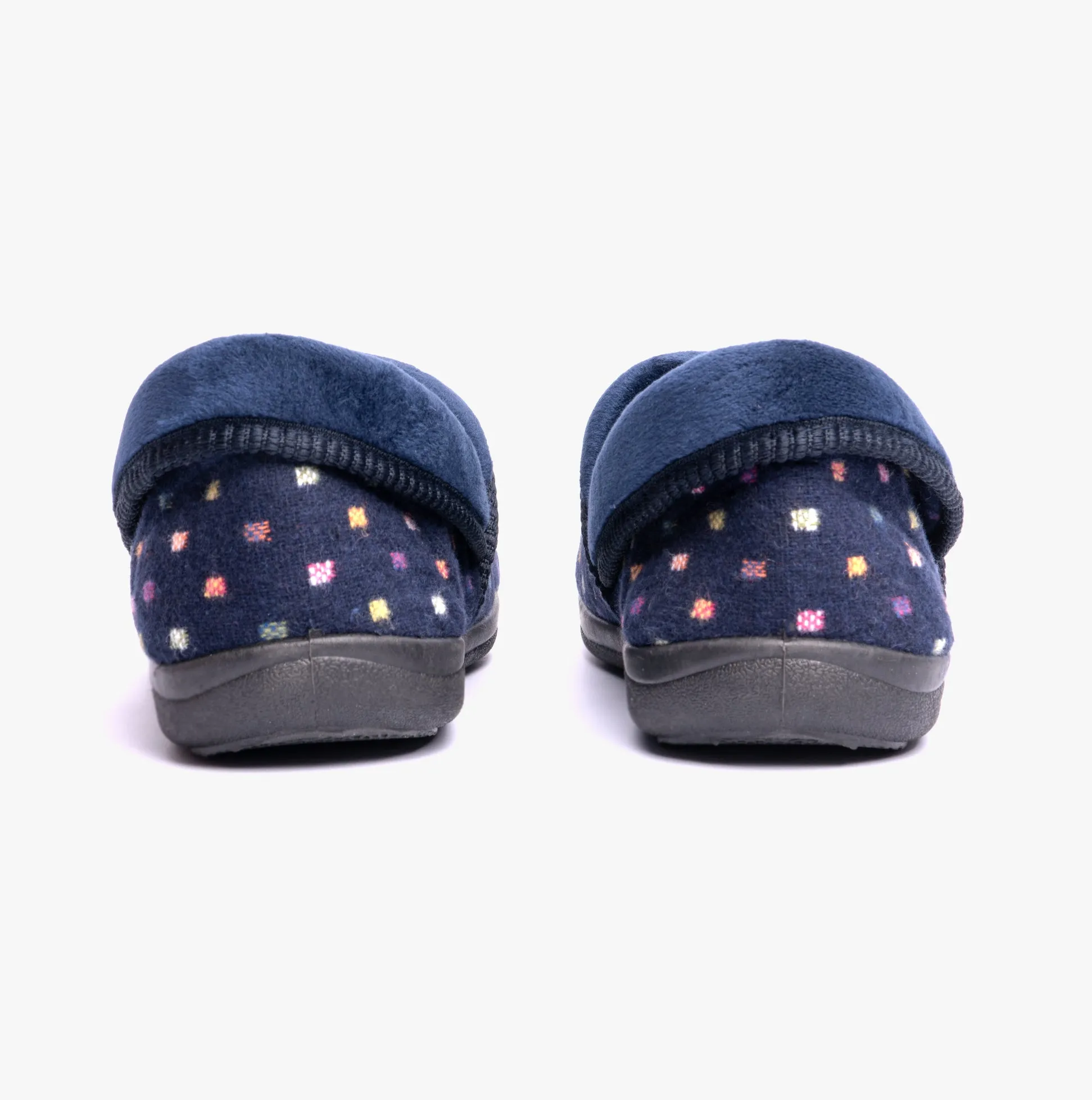 Padders MELLOW Womens Full Slippers Navy Woven Spot
