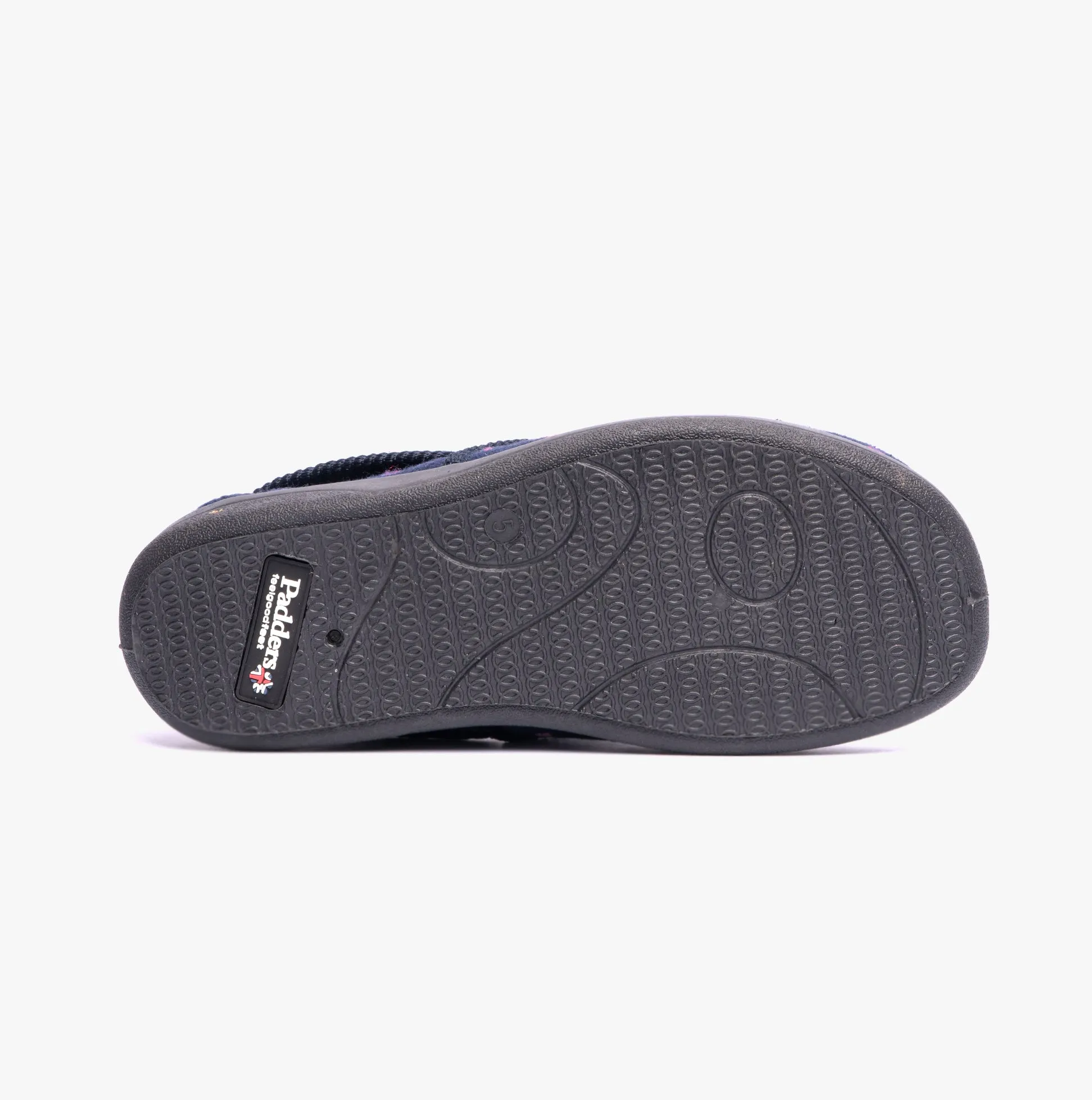 Padders MELLOW Womens Full Slippers Navy Woven Spot