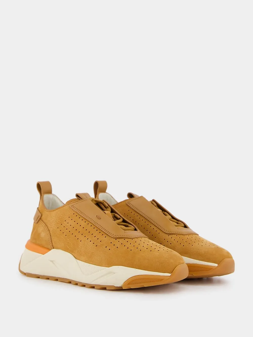 Panelled Grained Leather Sneakers