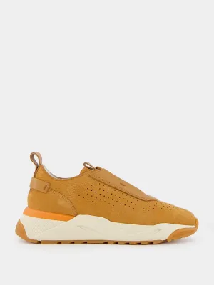 Panelled Grained Leather Sneakers