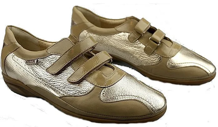 'PARNEL' women's double strap sneaker - taupe silver