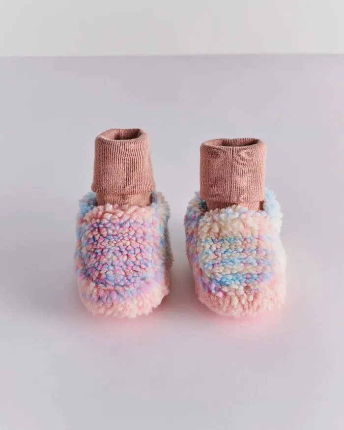 Pastel Dreams Tartan Sherpa Baby Booties | Kip & Co