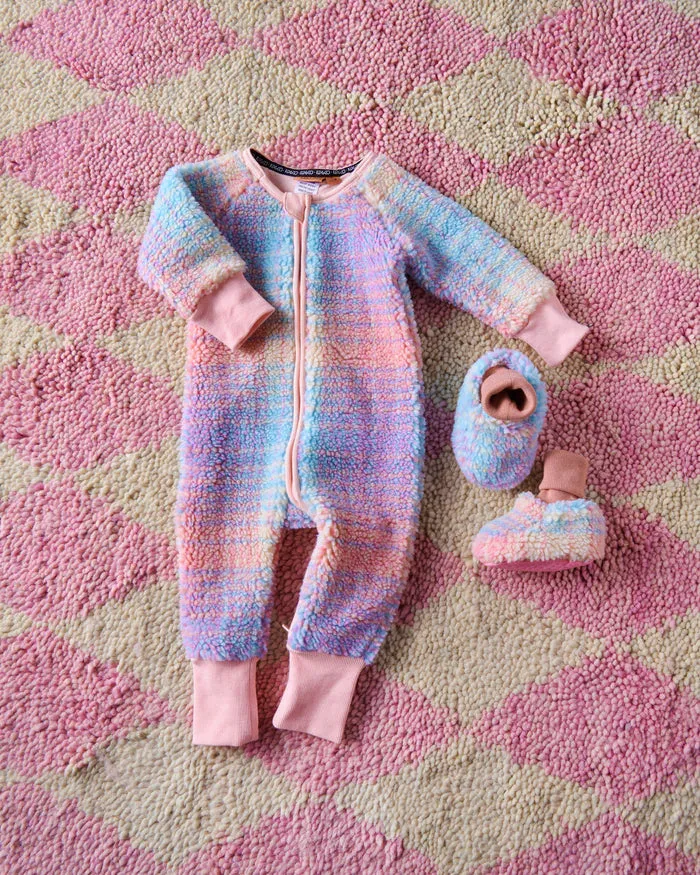 Pastel Dreams Tartan Sherpa Baby Booties | Kip & Co