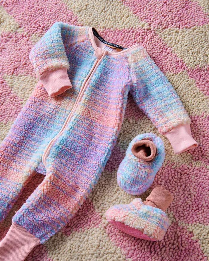 Pastel Dreams Tartan Sherpa Baby Booties | Kip & Co