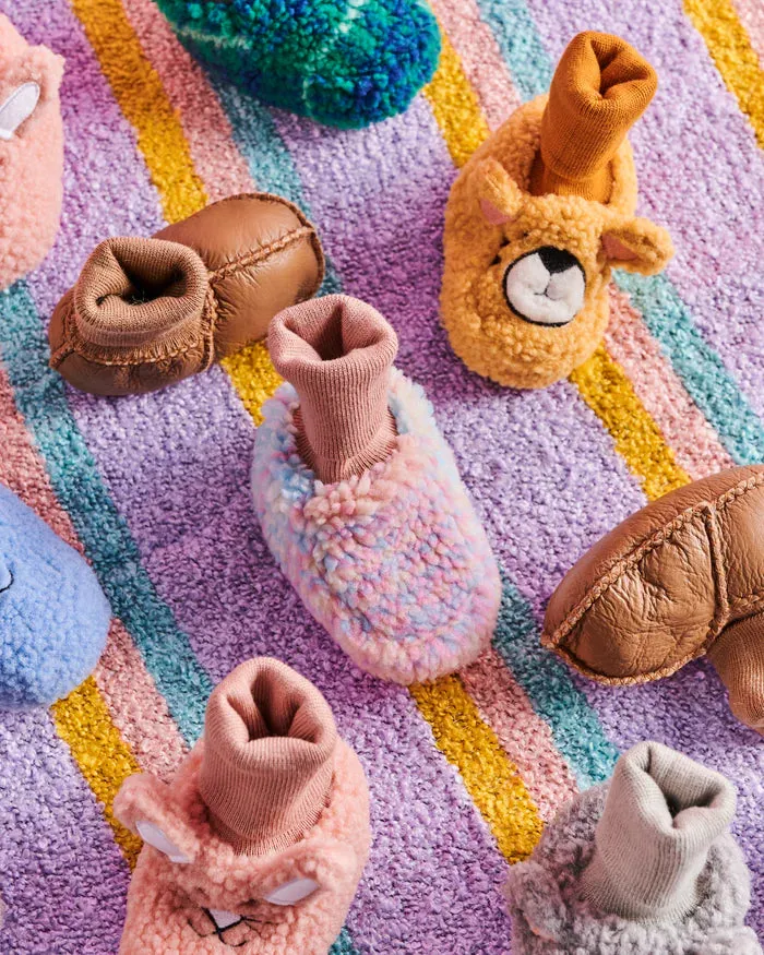Pastel Dreams Tartan Sherpa Baby Booties | Kip & Co