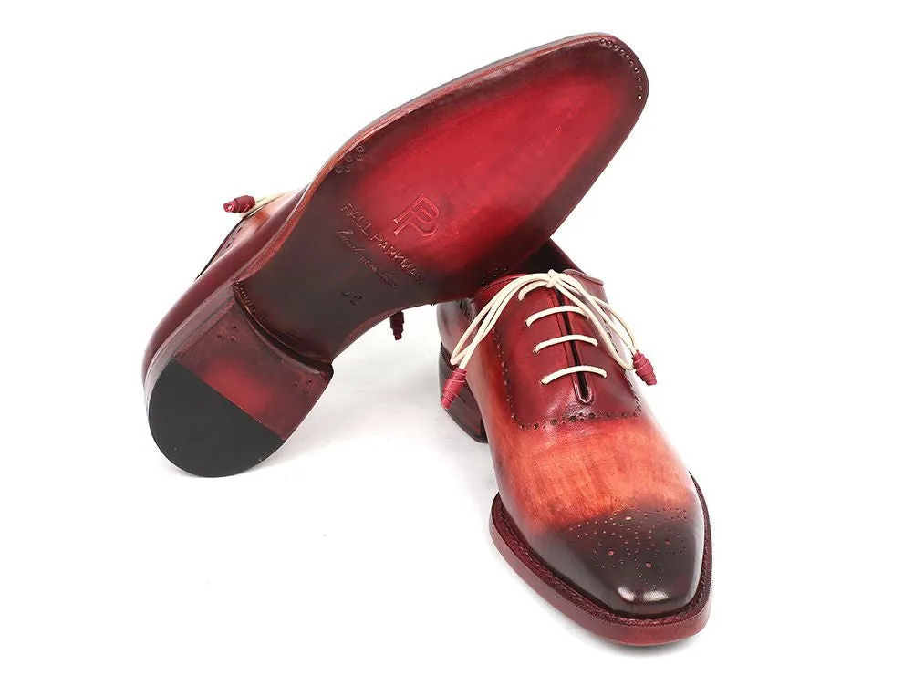 Paul Parkman Men's Hand-Painted Medallion Toe Oxfords in Reddish Camel