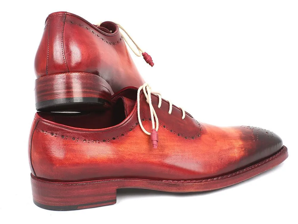 Paul Parkman Men's Hand-Painted Medallion Toe Oxfords in Reddish Camel