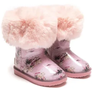 Pink Faux Fur Wellies