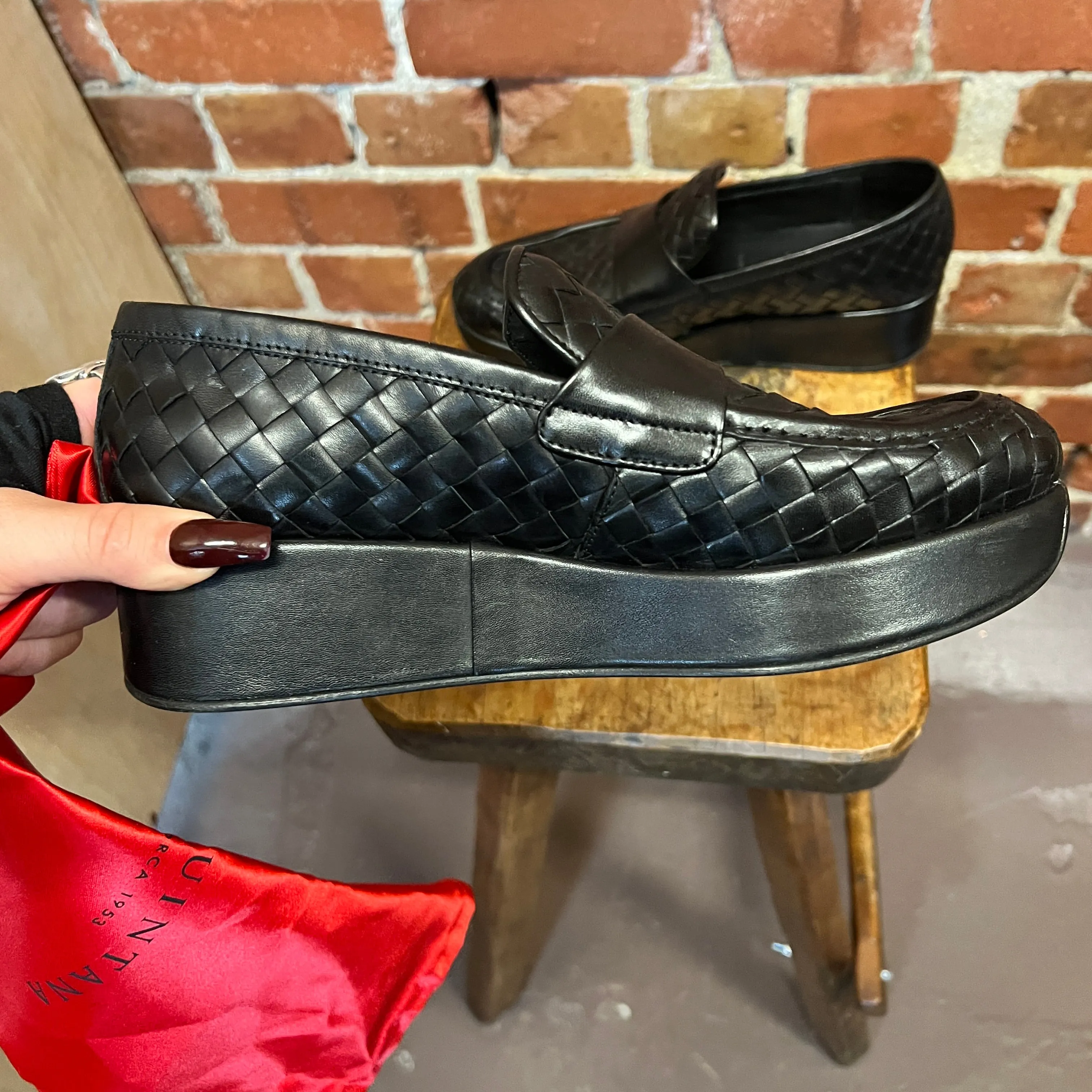 PONS QUINTANA Woven leather loafers 38