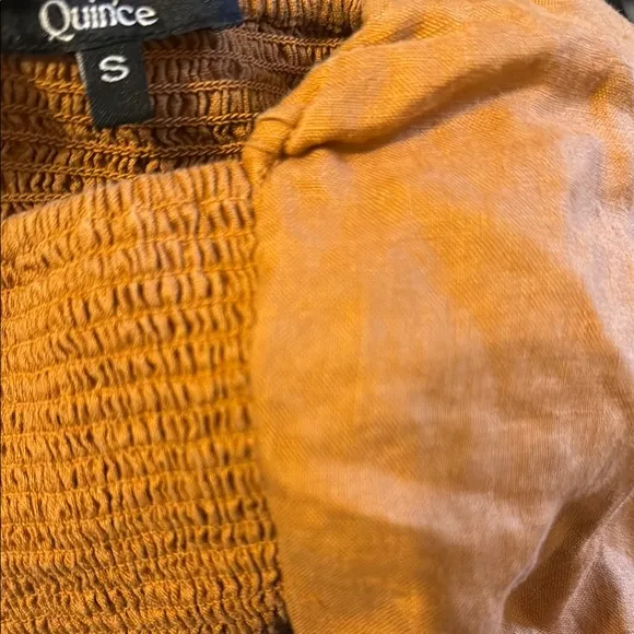 QUINCE European linen smoked dress terracotta size S