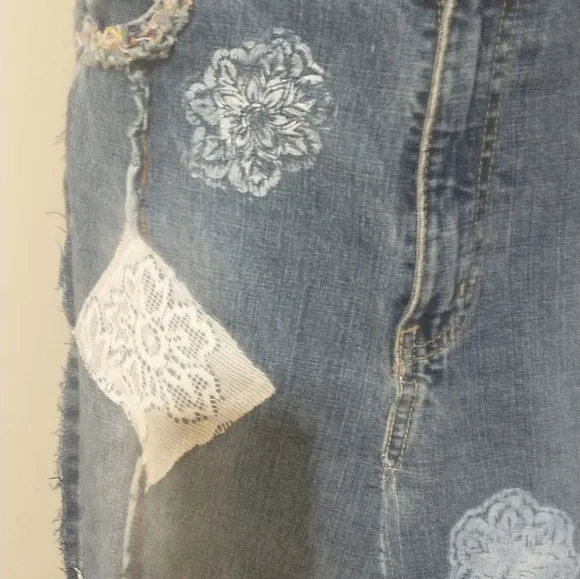 Redneck Princess ladies flared denim skirt, boho, shabby chic