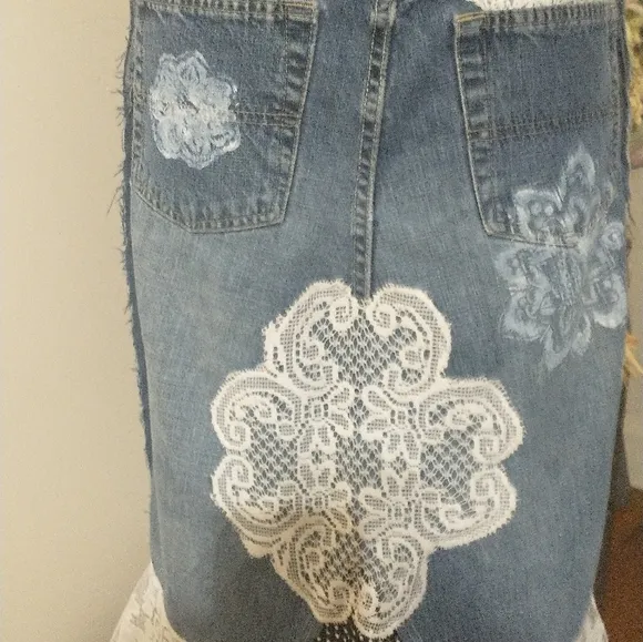 Redneck Princess ladies flared denim skirt, boho, shabby chic