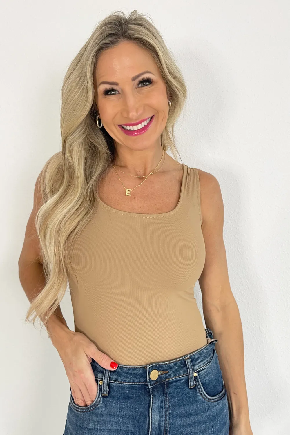 Ribbed Sleeveless Scoop Bodysuit