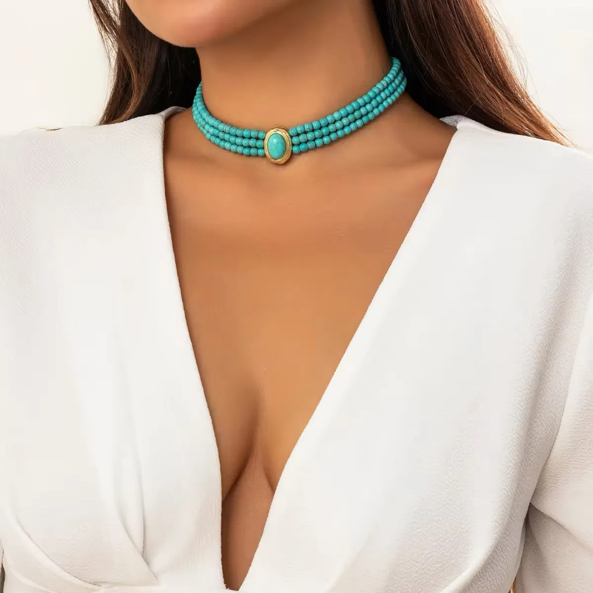 Romantic Turquoise Choker Necklace
